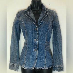 Vintage Y2K DKNY Jeans Blue Denim Jean Blazer Jacket Size S